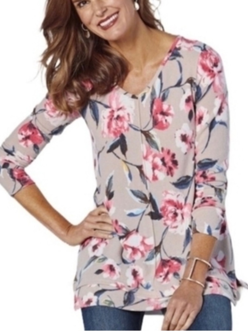 Soft Surroundings Cloud Nine Tunic Sweater Size Medium 10/12 Cherry Blossom